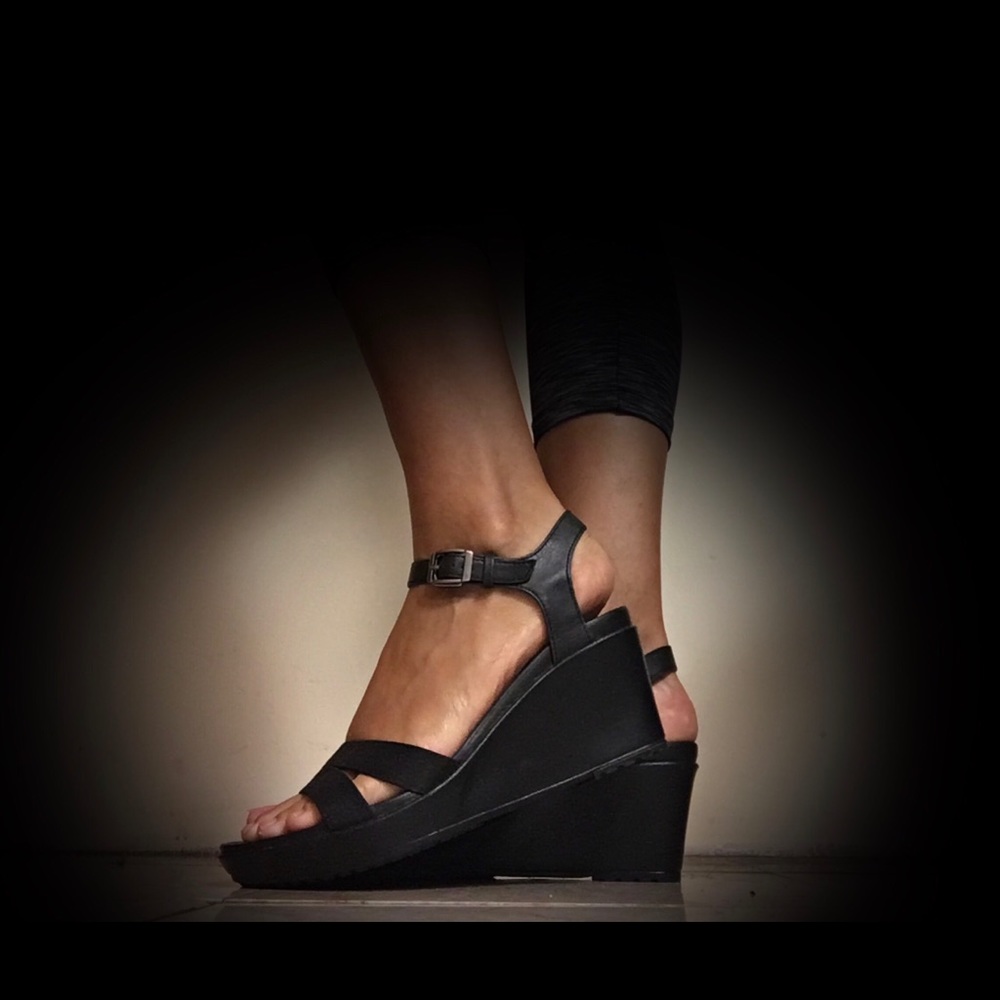 Black Croc Wedges size 10